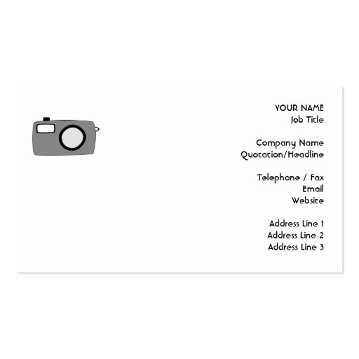 Gray and Black Camera. On White. Business Card Templates