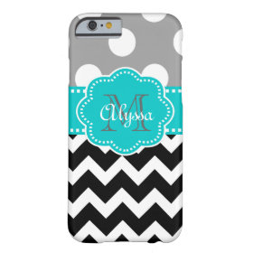 Gray and Black Chevron Teal Phone Case Barely There iPhone 6 Case