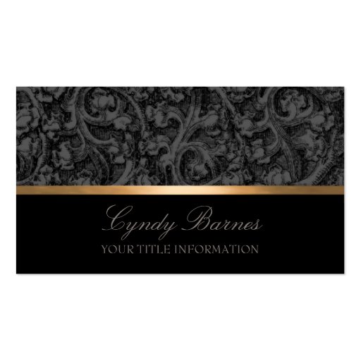 Gray and Black Damask Business Card
