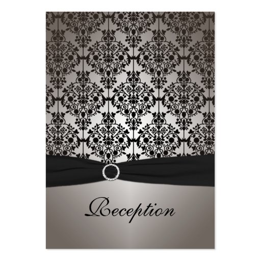 Gray and Black Damask Reception Card Business Card Template