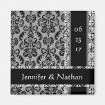Gray and Black Damask Wedding Magnet