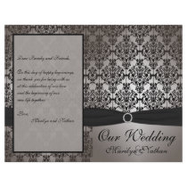 Gray and Black Damask Wedding Program Flyers