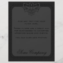Gray And Black Heart Damask Custom Flyer