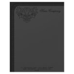 Gray And Black Heart Damask Letterhead Design