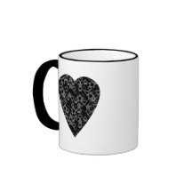 Gray and Black Heart. Patterned Heart Design. Mug
