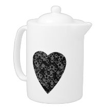 Gray and Black Heart. Patterned Heart Design.