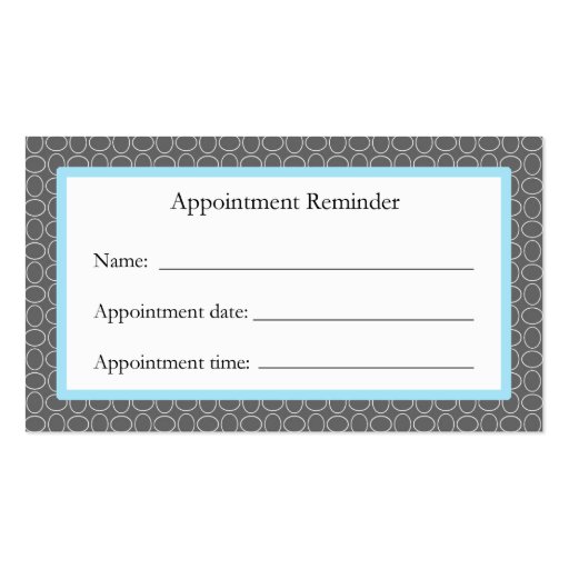 Gray And Blue Appointment Reminder Card Business Card (back side)