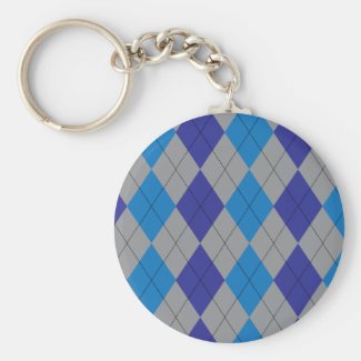 Gray and Blue Argyle Keychain