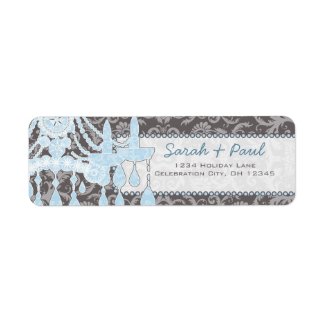 Grey and Blue Chandeliers Return Address Label label