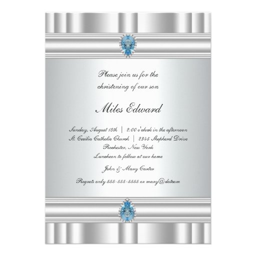 Gray and Blue Cross Boys Christening Announcements