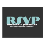 Gray and Blue RSVP Wedding Response postcards