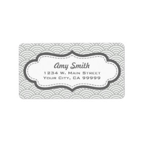 Gray and Charcoal Asian Pattern Custom Address Labels