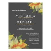Gray and Citrus Yellow Floral Wedding Invitations
