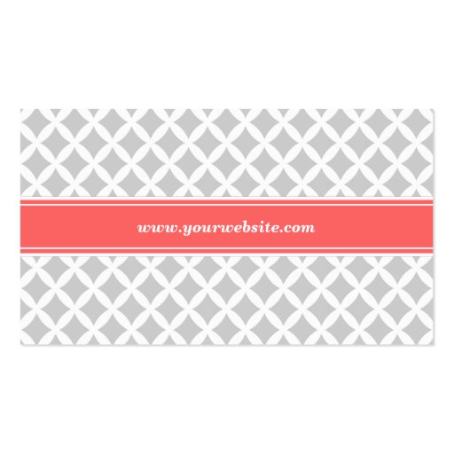 Gray and Coral Modern Diamonds Business Card Template (back side)