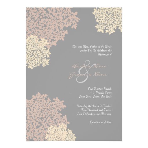 Gray and Cream Queen Anne's Lace Invitation