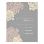 Gray and Cream Queen Anne's Lace Wedding RSVP Personalized Invitation