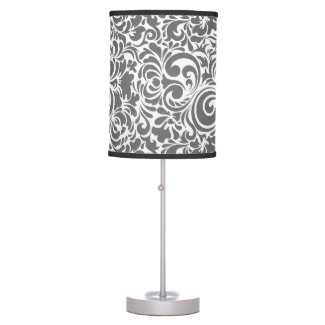 GRAY AND CREAM SWIRL DESIGN TABLE LAMP