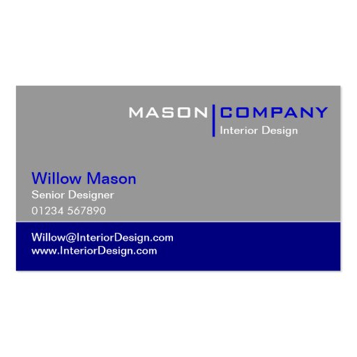Gray and Dark Blue Corporate Business Card (front side)