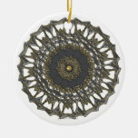 Gray and Gold Mandala Christmas Ornament