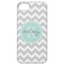 Gray and Mint Chevron Custom Monogram iPhone 5 Cover