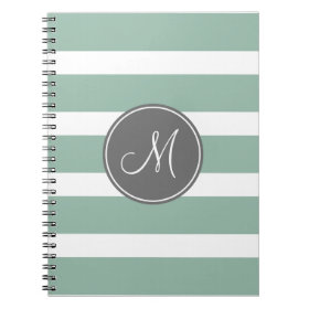 Gray and Mint Striped Pattern with Monogram Journals