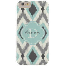 Gray and Mint Tribal Ikat Chevron Monogram Barely There iPhone 6 Plus Case