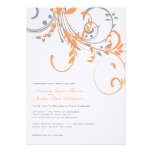 Gray and Orange Double Floral Wedding Invitation