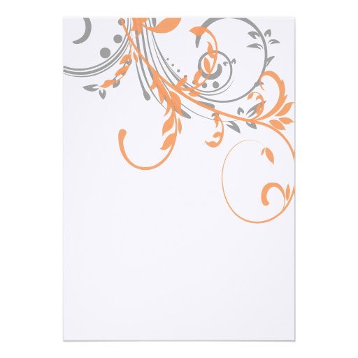 Gray and Orange Double Floral Wedding Invitation