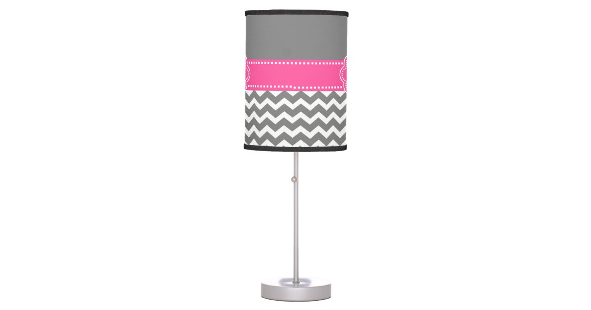 Pink Chevron Lamp Shade Gray And Monogram Gray And Pink Chevron Monogram Lamp Shade Zazzle