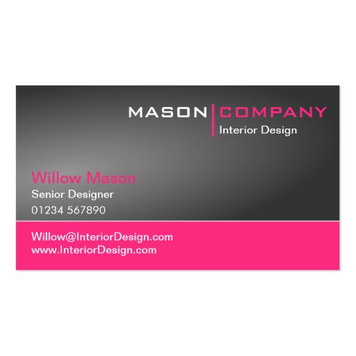 Gray and Pink Corporate Business Card (front side)
