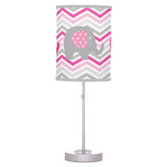 Gray and Pink Elephants Table Lamp