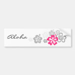 Gray and Pink Hibiscus designs Bumper Sticker