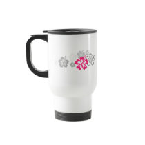 Gray and Pink Hibiscus designs Mugs