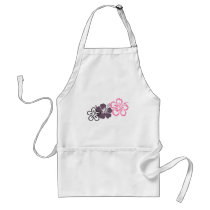 gray and pink hibiscus Hawaiian  theme Aprons