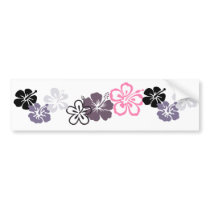 gray and pink hibiscus Hawaiian  theme Bumper Stickers