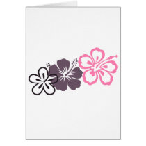 gray and pink hibiscus Hawaiian  theme Greeting Cards