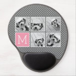 Gray and Pink Instagram 5 Photo Collage Monogram Gel Mouse Pad