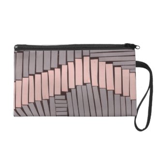 Gray and pink modern pattern wristlet purse