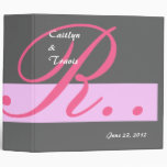 Gray and Pink Wedding Monogram R Planner A004 Vinyl Binder