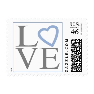 Gray And Powder Blue Wedding Postage Love Stamps by TDSwhite Wedding