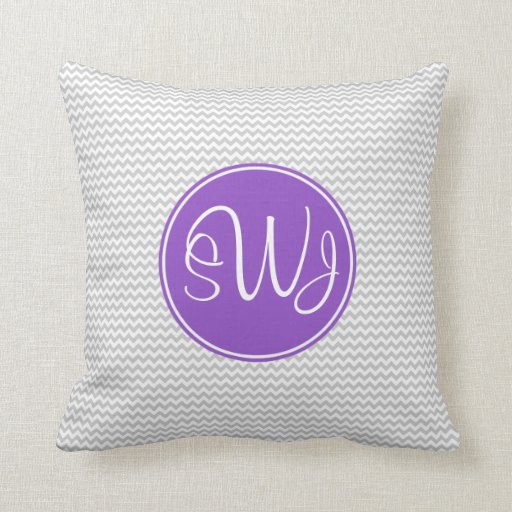 Gray and Purple Chevron Throw Pillows Zazzle