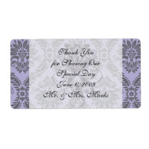 gray and purple damask custom shipping labels