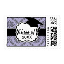 gray and purple damask graduation stamps