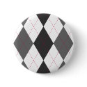 Gray and Red Argyle Button