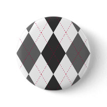 Gray and Red Argyle Button