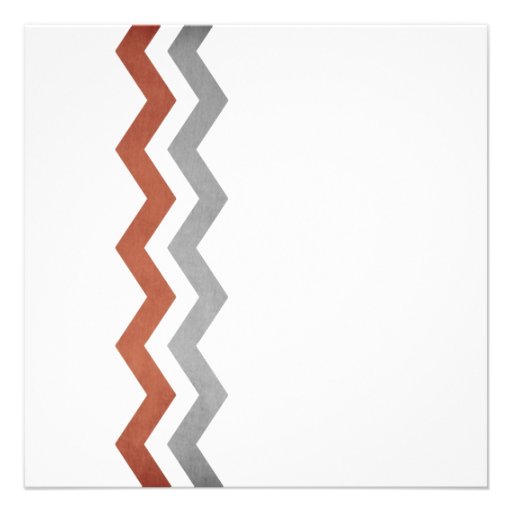 Gray and Red Zig Zag Wedding Invitations