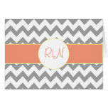 Gray and Salmon Chevron Striped Monogram Cards