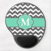 Gray and Teal Chevron Monogram Mousepad Gel Mouse Pad