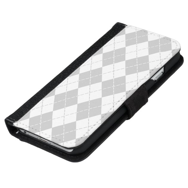 Gray and White Argyle iPhone 6 Wallet Case-5