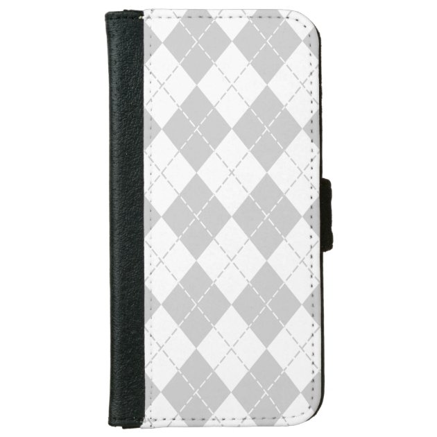 Gray and White Argyle iPhone 6 Wallet Case